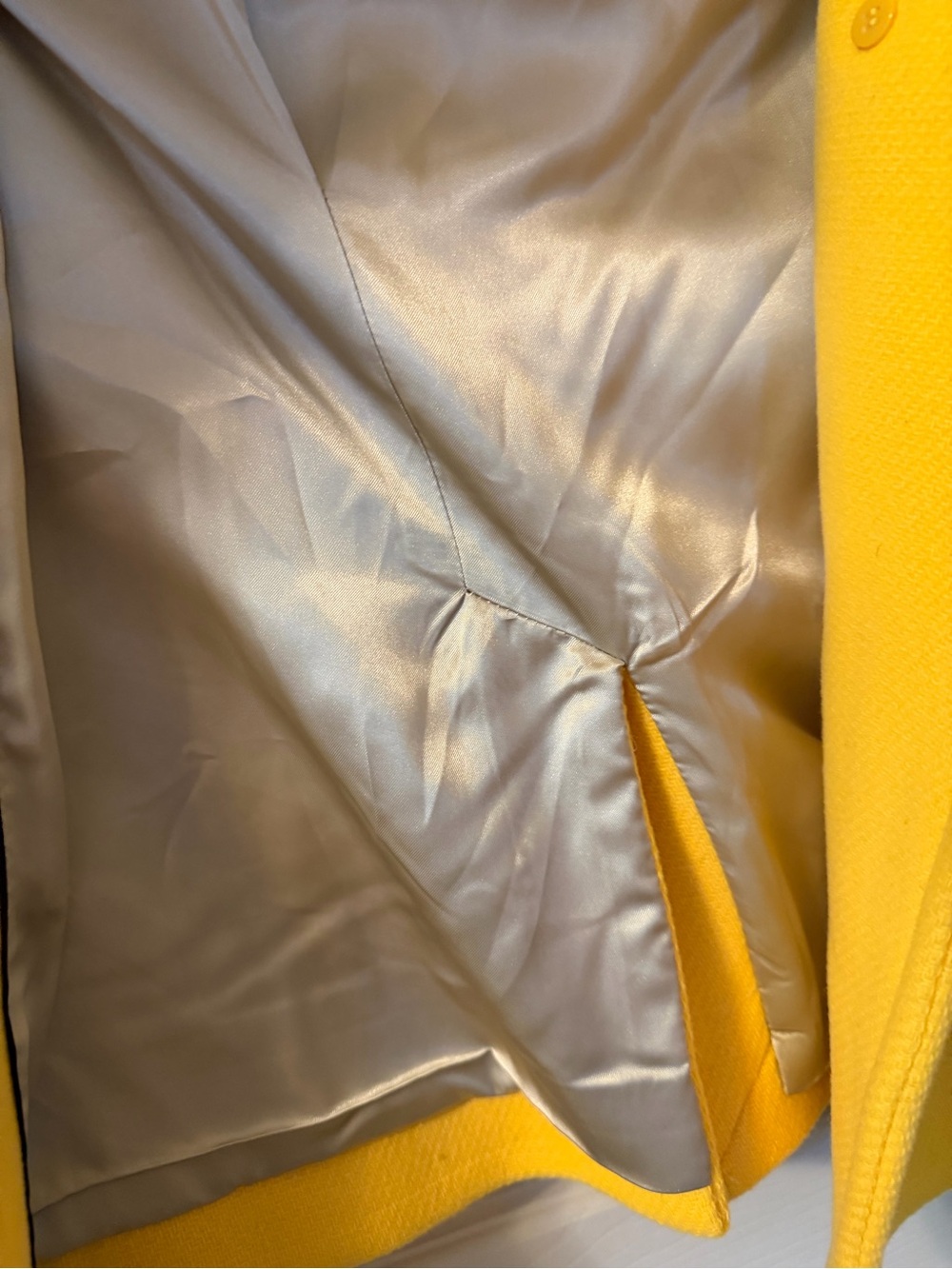 J Crew Bright Yellow Pea Coat, Wool Size 6 - Picture 7 of 9